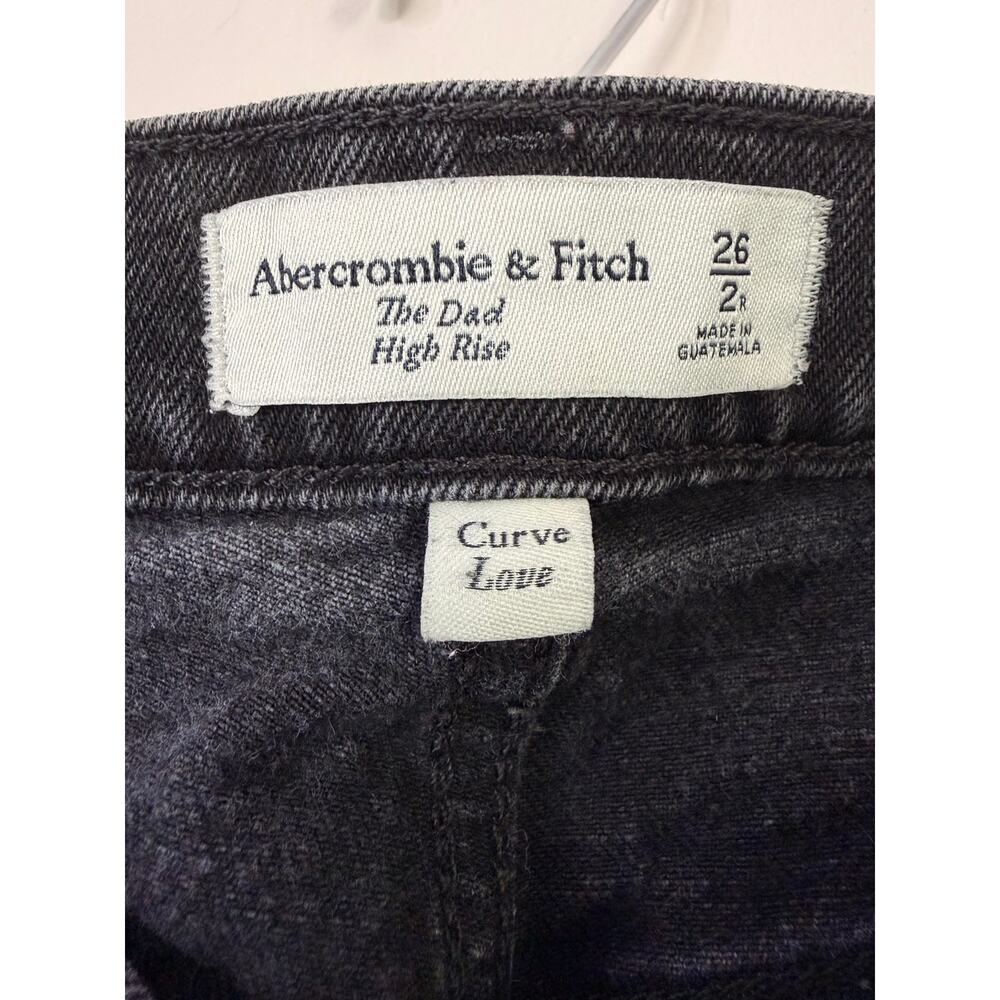 Abercrombie & Fitch Curve Love Dad Jean Black Wash High Rise 26 Short - Picture 5 of 8